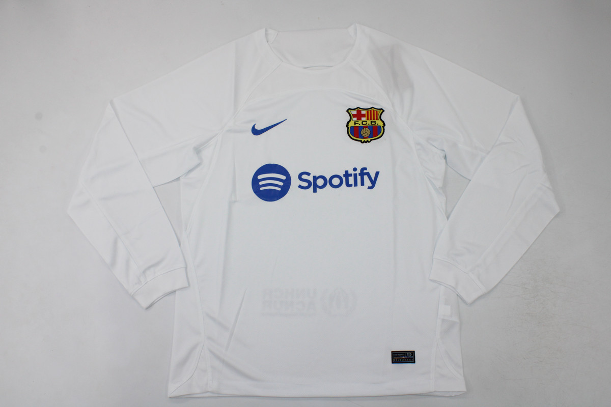 AAA Quality Barcelona 23/24 Away White Long Soccer Jersey